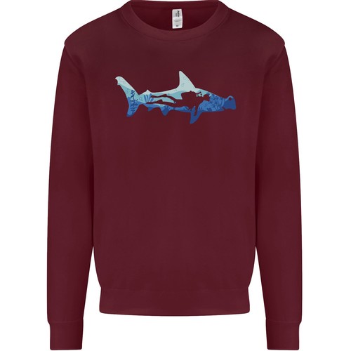 Hammerhead Shark Scuba Diver Diving Kids Sweatshirt Jumper - Picture 5 of 33