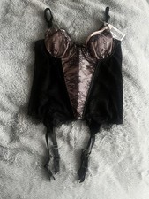 Pour Moi Treasure Lace Basque Corset Mink/Black Size 32C