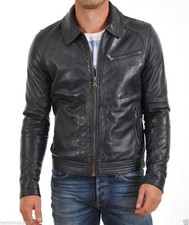 New Mens Leather Jacket real lambskin coat biker motorcycle racer cafe Slim M791