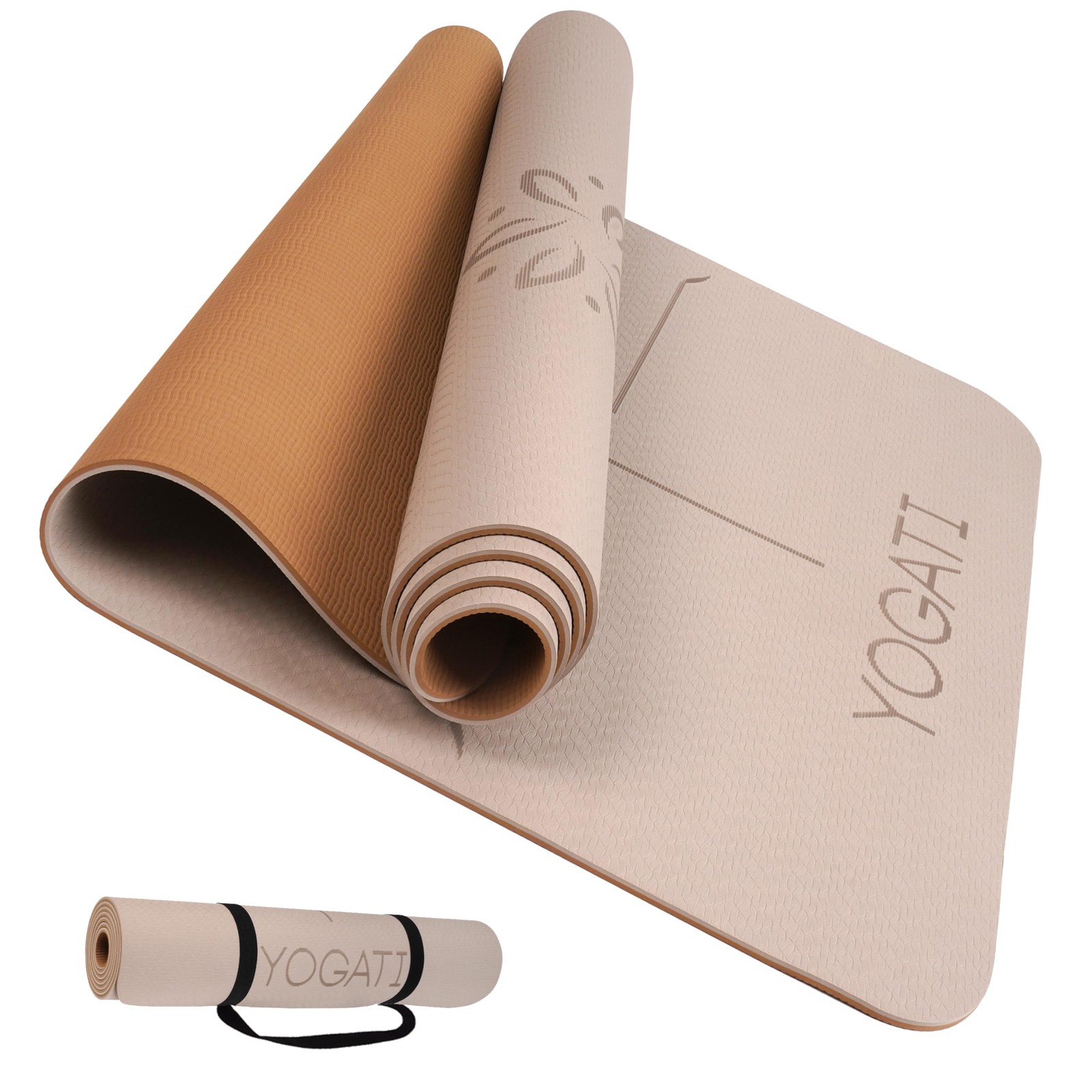 Yoga Mat with Alignment Lines Yoga Mats with carry strap perfect for Pilates and