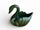 VTG MCM Swan Planter Hull Pottery Green Drip Glaze 812 USA 8”