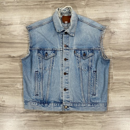 Vintage Levis Denim Weste Herren Medium helle Waschung ärmellos Biker Trucker hergestellt in den USA