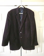 Chaps Men's Black Corduroy Cotton Blazer 2-Button 46R With Paisley Lining.