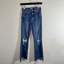 Mother The Insider Crop Step Chew Jeans 24 Stretch Denim High Rise Distressed