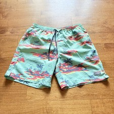 AFTCO Strike Swim Trunks Shorts XL Youth Hawaiian Tropical Print Fishing