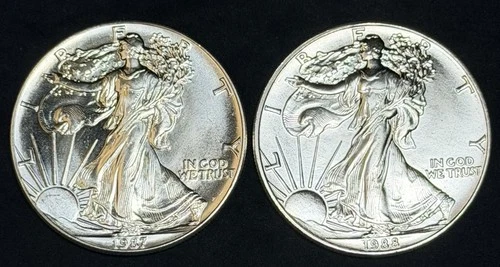 1987 & 1988 American Silver Eagles .999 Fine, No Reserve 2 Ounces Total #620