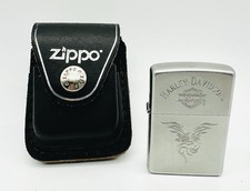 Vintage Harley Davidson Zippo Lighter & Leather Holster Set Made In The USA