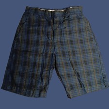 8 24" Boys Shorts 24W Vintage 1970's DEEP BLUE/GOLD PLAID IVY LEAGUE New NOS