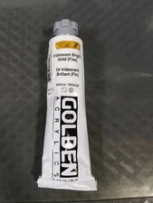 Heavy Body Acrylics by GOLDEN, Iridescent Bright Gold (Fine), 2 fl. oz  #62