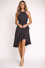 Zimmermann Rife Flounce Picnic Dress Size 2 AU 12 /US 8 Navy Polka Dot Silk