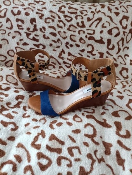 Women Dune London Heels Navy Leather 37.5