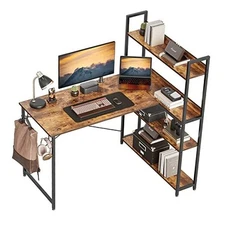  Computer Corner Desk with Storage Shelves, 47 Inch Reversible L Shaped Desk 