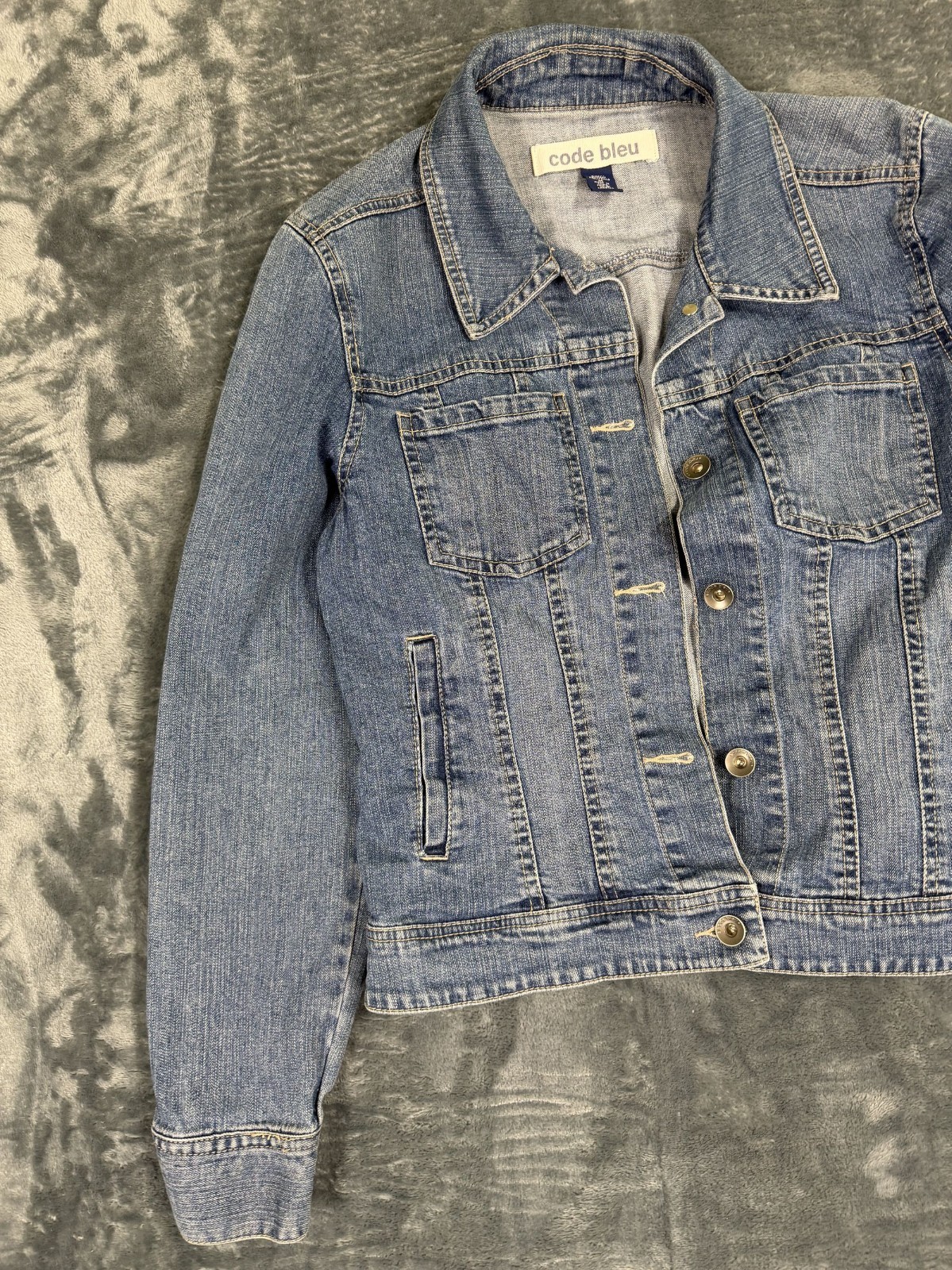 Code Bleu Womens Medium Denim Jacket Button-Up Fr… - image 5