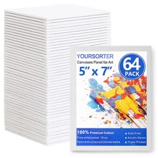 YOURSORTER Canvas Boards for Painting 64 Pack Bulk, 5x7 Inch Small Painting