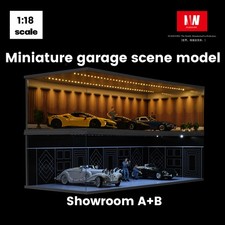 Diorama 1/18 Car Garage Model LED Street Car Showroom Display Collection Gift US