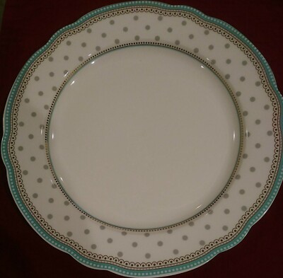 GRACE TEAWARE Salad Dessert Plate Aqua Gold Scalloped 9'' Spring NEW