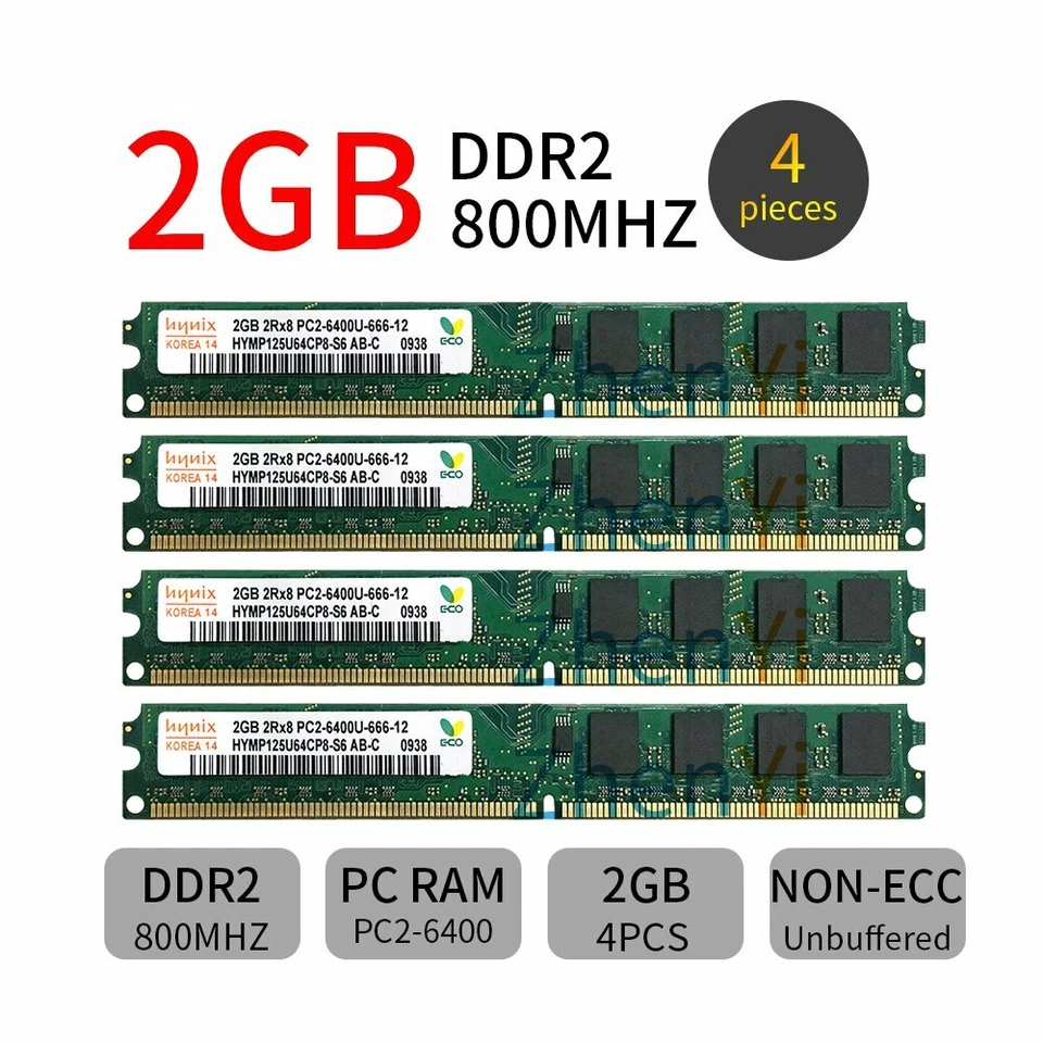20GB 16GB 8GB 4GB 2GB DDR2 800MHz PC2-6400U Desktop Memory SDRAM Hynix ZT LOT BT - Image 4 of 4