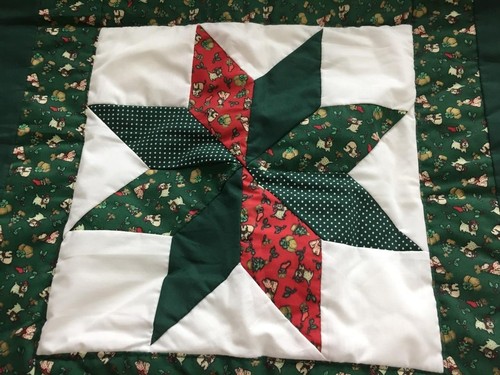 Texas Star 2 pillowcases red green Christmas dog 20 x 29 pieced quilt backing - Picture 4 of 6