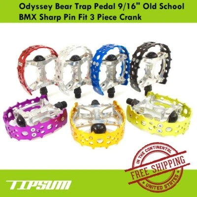 Tipsum Odyssey Bear Trap Pedal 9/16" Old School BMX Sharp Pin Fit 3 Piece Crank