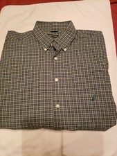 Nautica Shirt Mens XL Long Sleeve Button Up Shirt Green Plaid Casual Dress