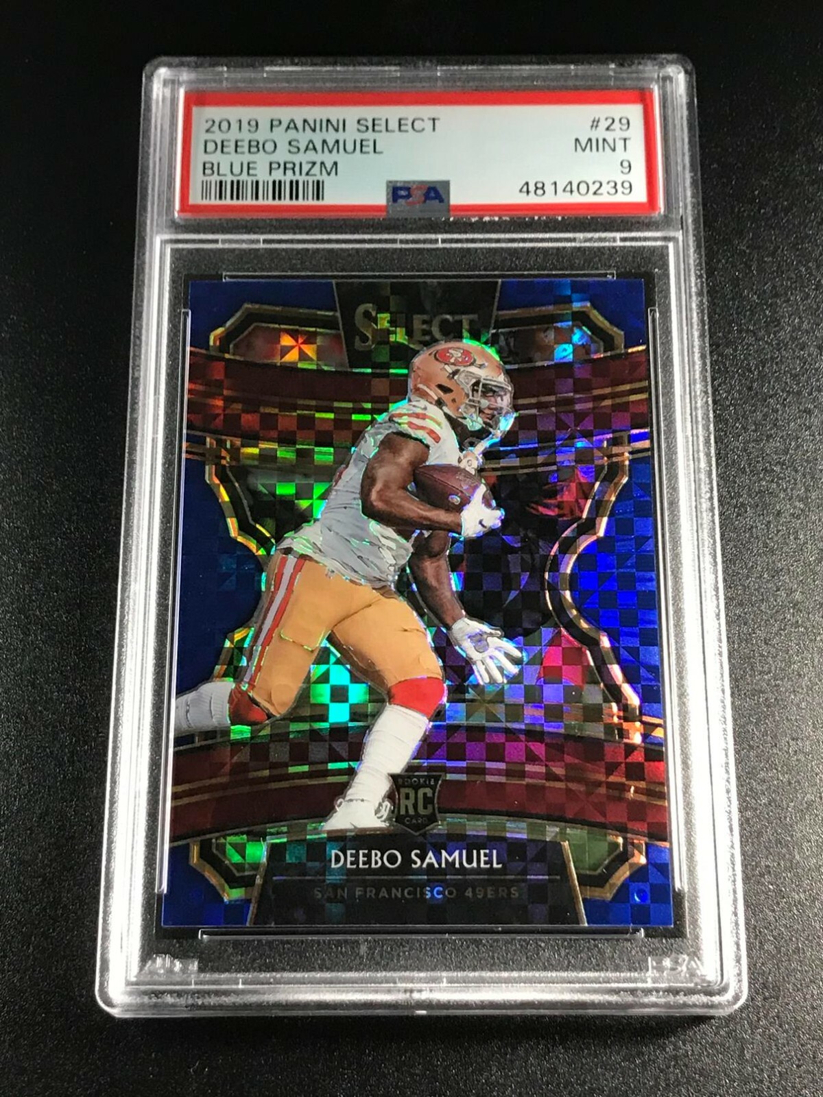 DEEBO SAMUEL 2019 PANINI SELECT #29 BLUE PRIZM REFRACTOR ROOKIE RC /175 PSA 9