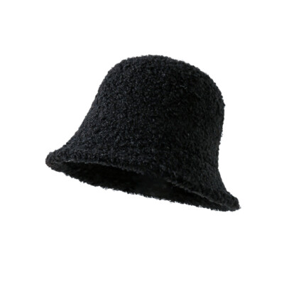 Black Women Solid Color Fluffy Bucket Hat Roniky Women main image 4