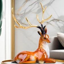 Modern Art Bronze Deer Statue Creative Sika Deer Bronze Sculpture Animal Crafts