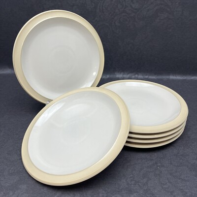 2 Only Denby Langley 8.5  Salad / Dessert Plates Linen Stoneware England