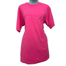 Vintage 80s 90s Single Stitch Unisex Large Pink Embroidered San Franscisco USA