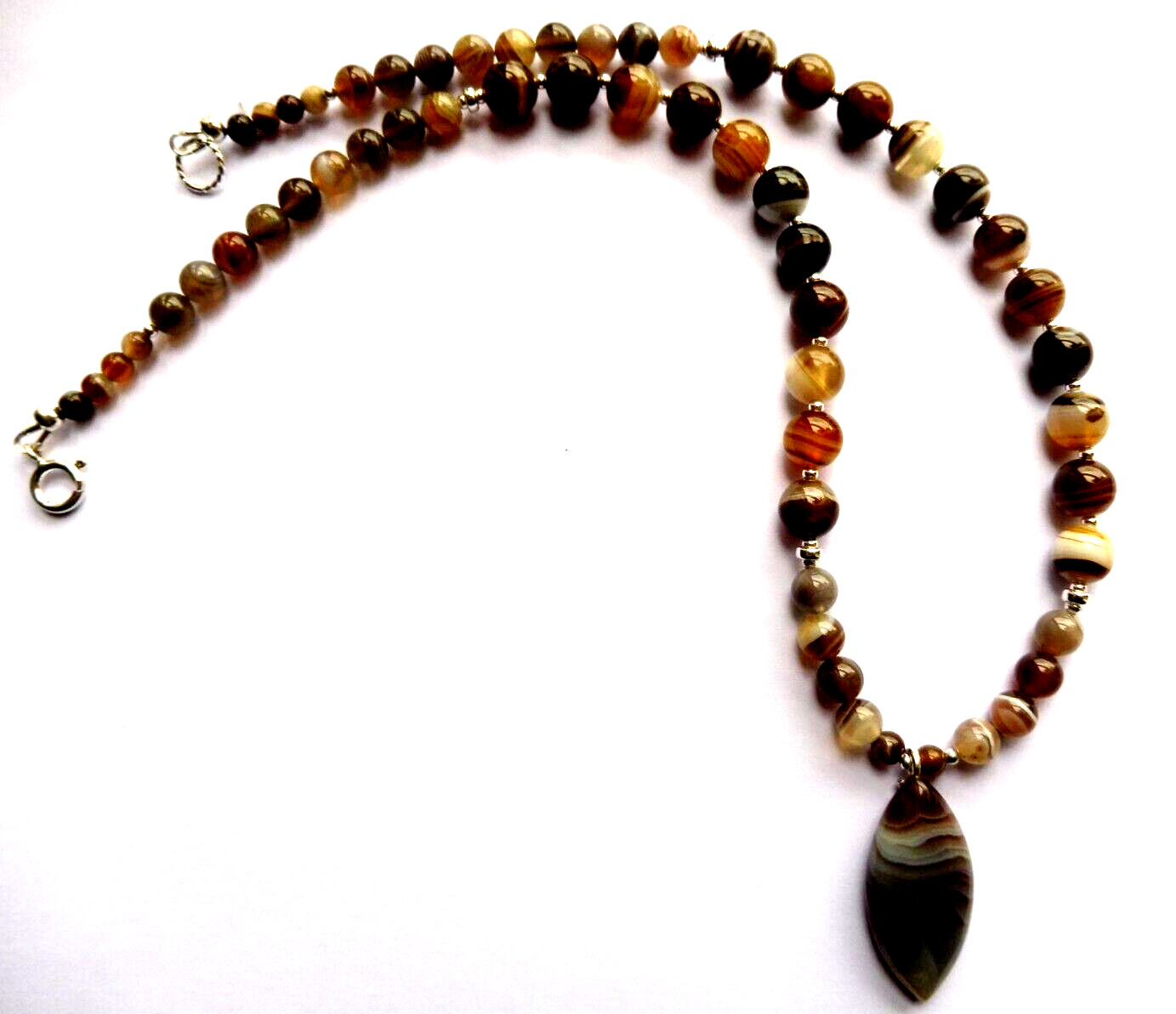 Collier Agate de Botswana 45cm en Argent véritable pour femme
