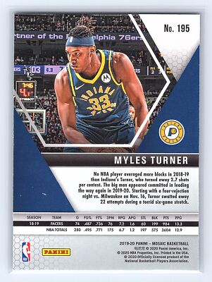 2019 Panini Mosaic #195 Myles Turner MT/NMT | eBay
