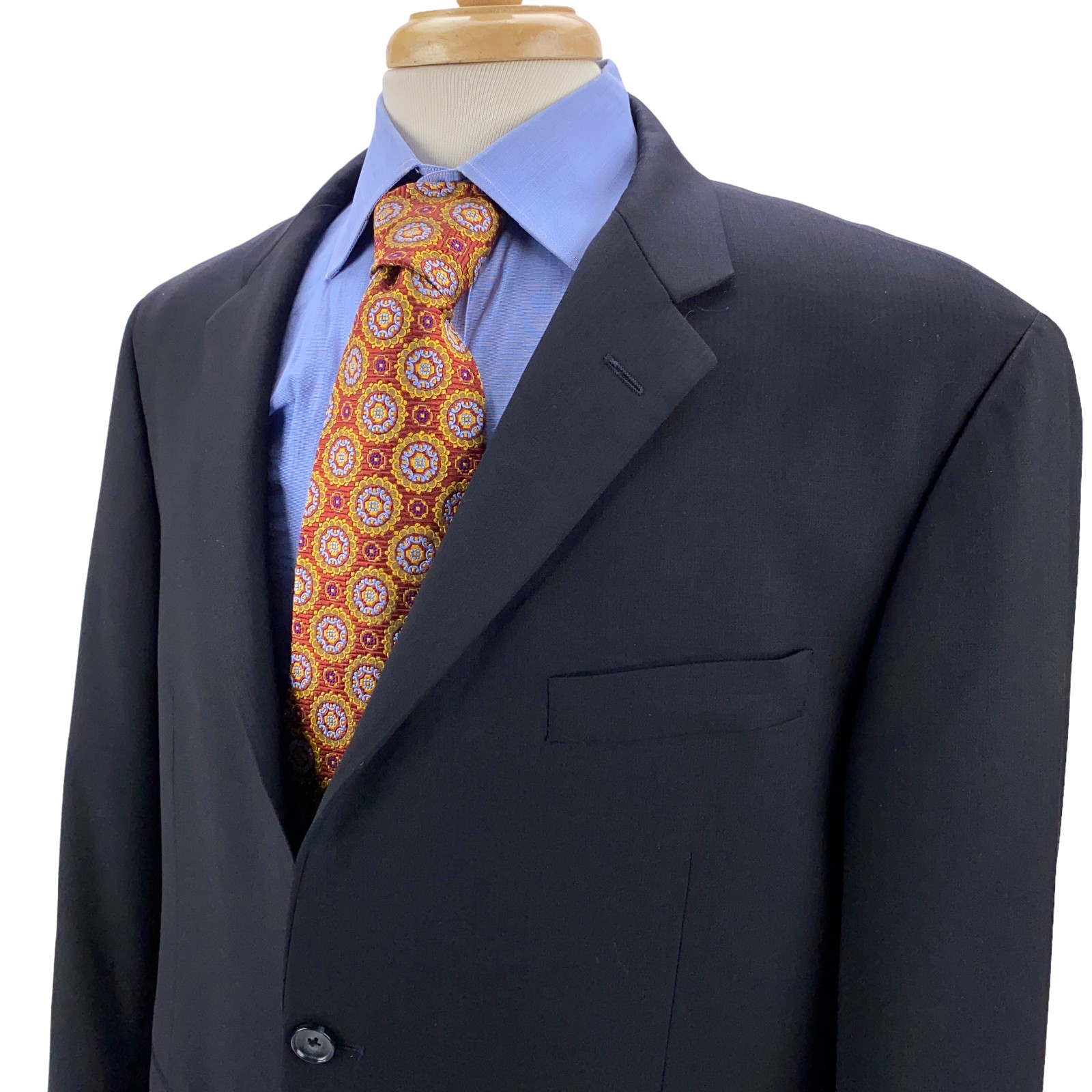 Hickey Freeman Milburn Wool Micro Herringbone Nav… - image 1