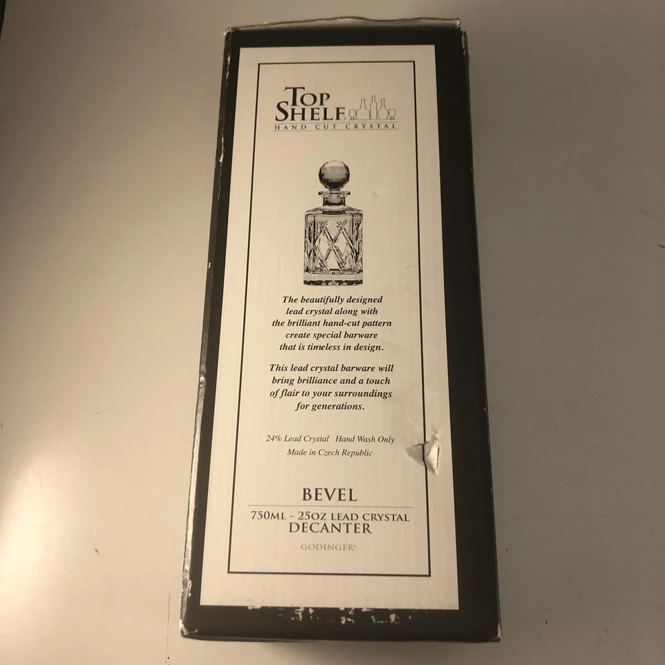 Estante superior corte a mano cristal bisel jarra whisky vino licor escocés 25 oz 750 ml Foto 4 de 4