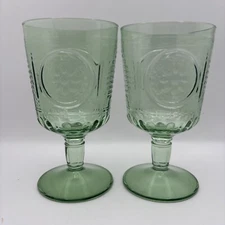 Bormioli Rocco Green Glass Romantic Goblet Set of 2