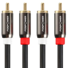 Fospower 2 RCA M/M Stereo Audio Cable [24K Gold Plated | Copper Core] 2RCA Male