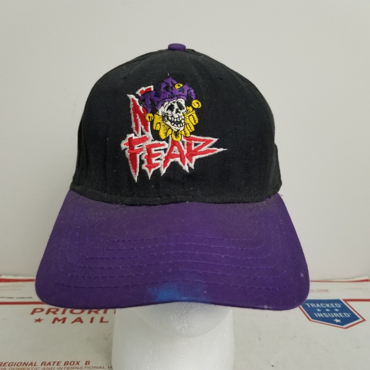VTG No Fear Hat Snapback Black Purple Jester Skull Skater