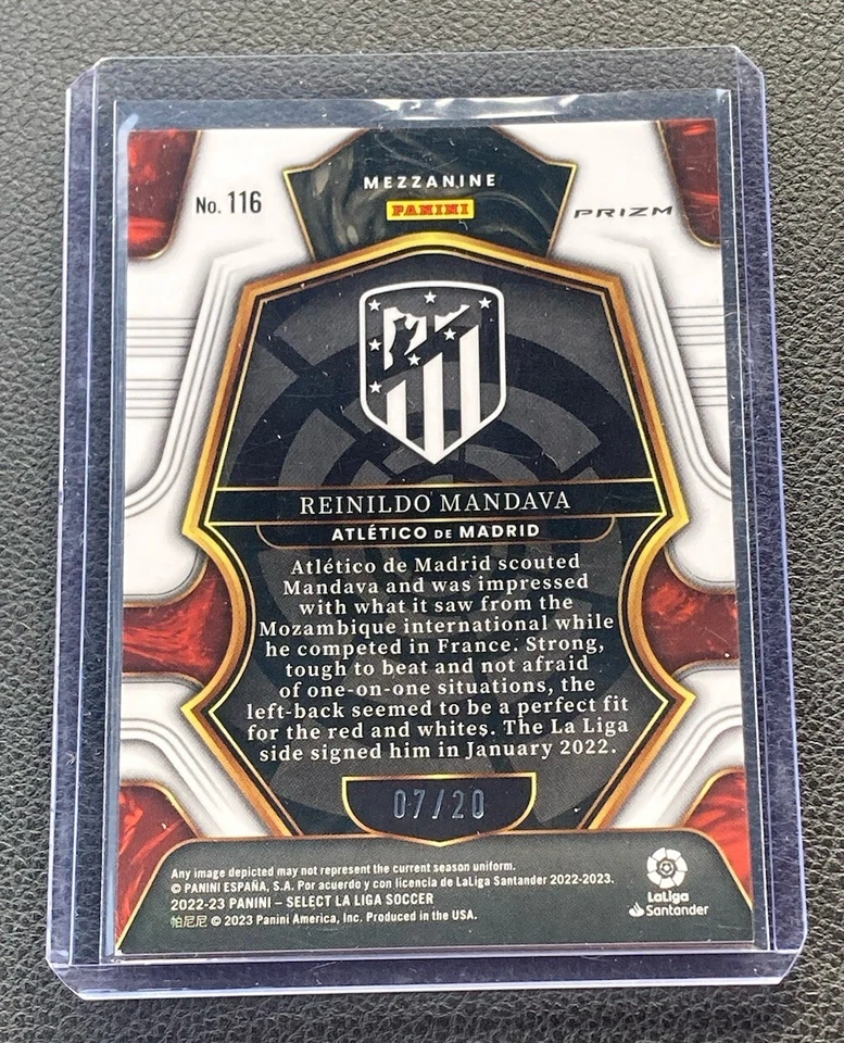 2022-23 Select La Liga #116 RC Reinildo Mandava Mezzanine White Prizm /20 Rookie - Image 2 of 2