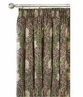 Pair William Morris Pimpernel Aubergine Lined Curtains 190 cm wide w/ 3 Lengths