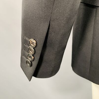 ALEXANDER MCQUEEN Size 38 Black Beaded Wool Peak Lapel Sport