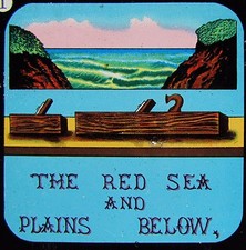 Glass Magic Lantern Slide THE RED SEA & PLAINS BELOW C1890 VICTORIAN CARTOON