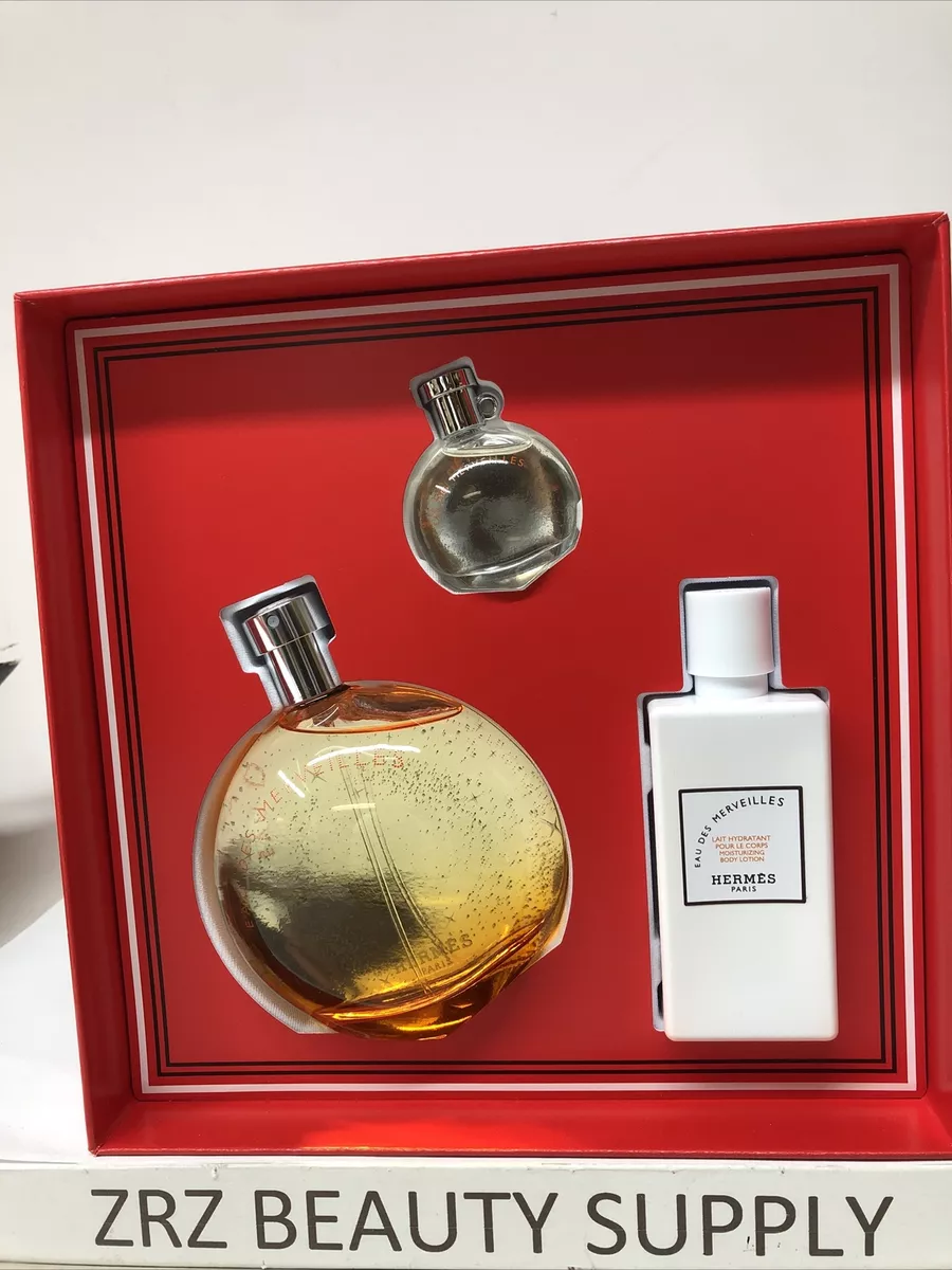 Hermes Eau Des Merveilles 3 Pieces gift Set Include 3.3 OZ EDT