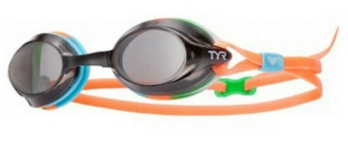 TYR VELOCITY SWIM GOGGLES ADULT FINA APPROVED LOW PROFILE SMOKE/MULTI 304 NEW