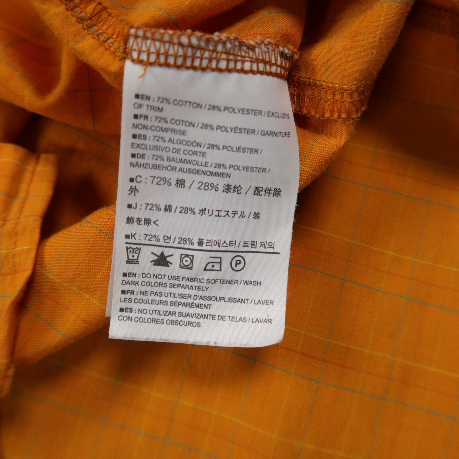 ARC'TERYX Arcteryx Camicia Uomo Grande Arancione Plaid Leggera Zip Tasche Escursionismo Outdoor