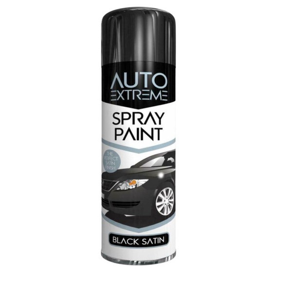 4 X 250ml Black Satin Spray Paint Aerosol Can Auto Extreme Metal Wood