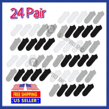 Lot 24 Pairs Mens Womens Ankle Socks Cotton Crew Socks Low Cut Casual Size