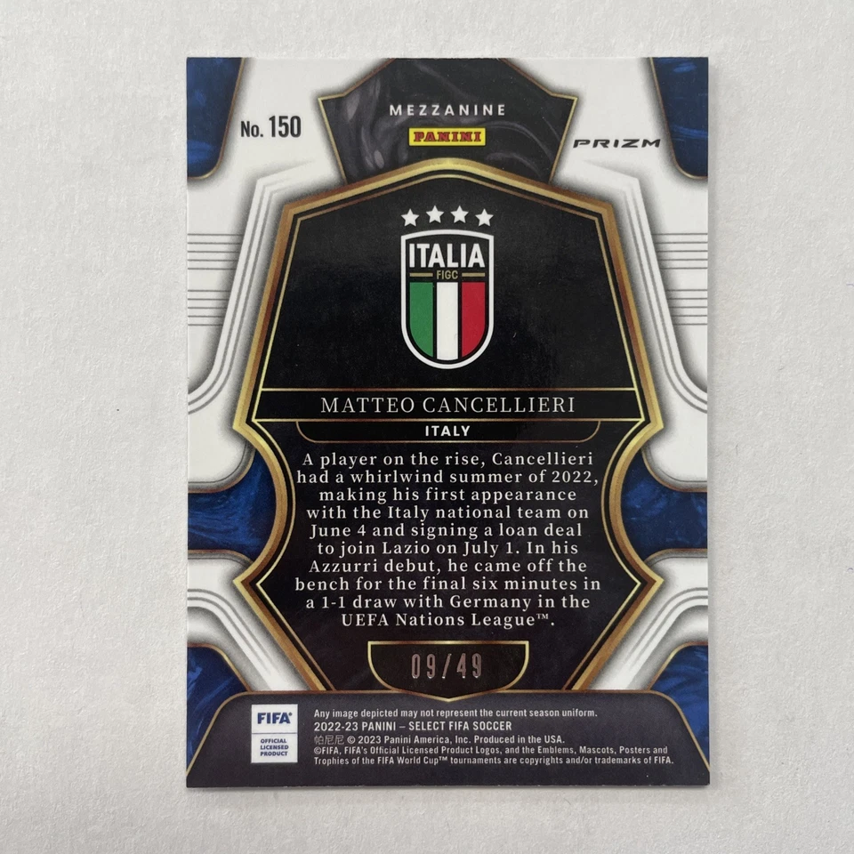 Matteo Cancellieri 2022-23 Panini Select FIFA Tie Dye Prizm /49 Rookie RC - Image 2 of 2