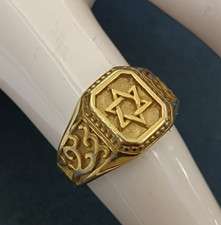 Men's Star Of David Ring Gold Plated Retro Judaica Statement Signet 9.75 Bold