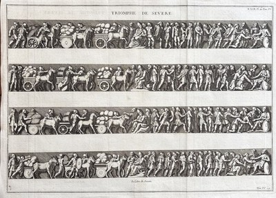 Antique Architectural Engraving Triumph of Severus Arch of Severus Rome Relief