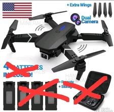 Drone 2024 4K HD Dual Camera WiFi FPV RC Foldable Quadcopter + 4 Batteries.   A2