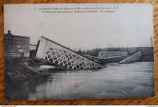 Le Pont Chiquard d'Arsonval - Jaucourt effondré (Vu de profil) - Crue de l'Aube